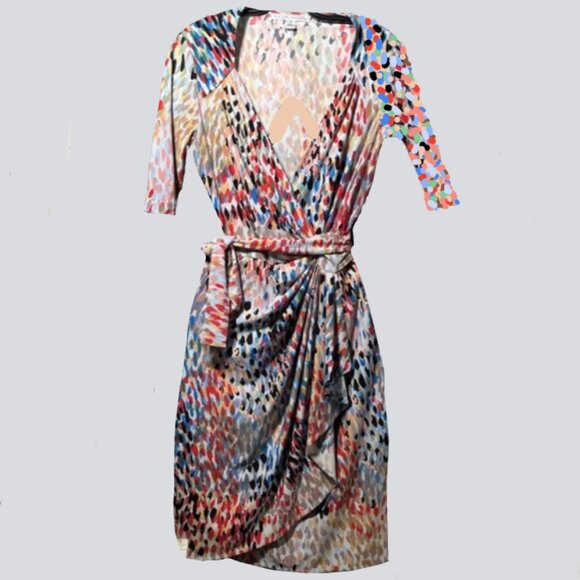 Maggy London Watercolour Print Wrap Dress - Picture 1 of 11